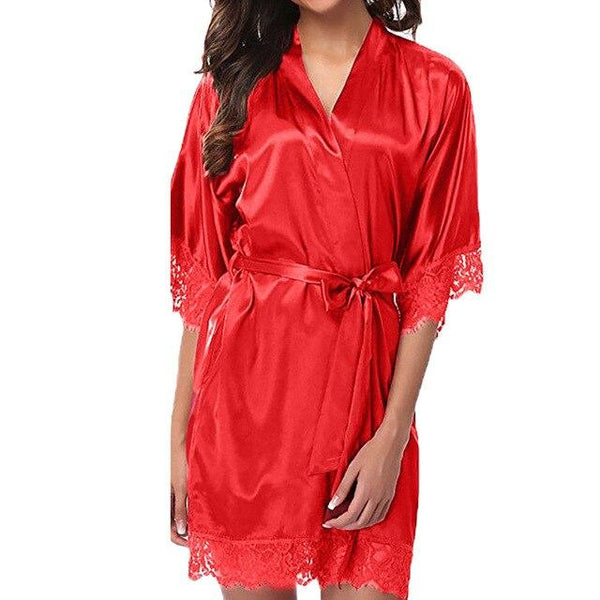Sexy Dressing Wedding Gown Women Short Satin Bride Robe Lace Silk Kimono Bathrobe Summer Bridesmaid Nightwear Plus Size Peignoir