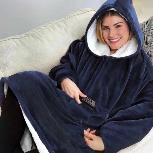 Women Blanket Sweatshirt Robe Winter Hoodies Outdoor Hooded Coats Warm Comfy Hooded Soft Bathrobe Fleece Blanket Sudadera Mujer