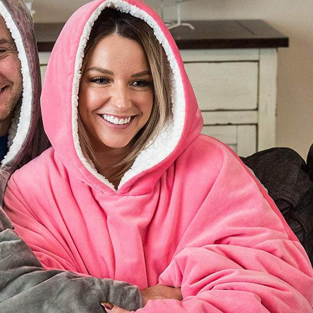Women Blanket Sweatshirt Robe Winter Hoodies Outdoor Hooded Coats Warm Comfy Hooded Soft Bathrobe Fleece Blanket Sudadera Mujer