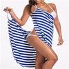 Bath Towel Bathrobe Striped Beach Dress Fast Dry Wash Clothing Wrap Women Bath towels robe de plage beach dress Holiday #