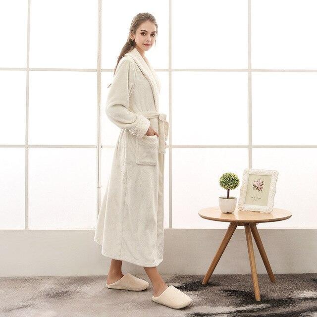 Men Women Terry String Bathrobe Autumn Winter Lovers Neutral Simple Home Loose Flannel Robes