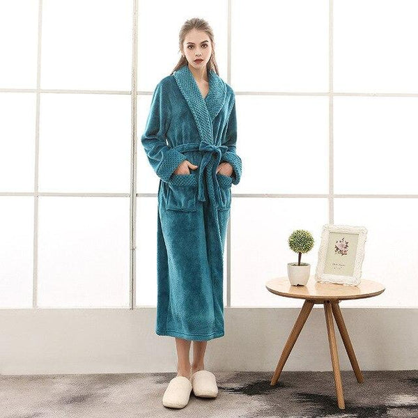 Men Women Terry String Bathrobe Autumn Winter Lovers Neutral Simple Home Loose Flannel Robes