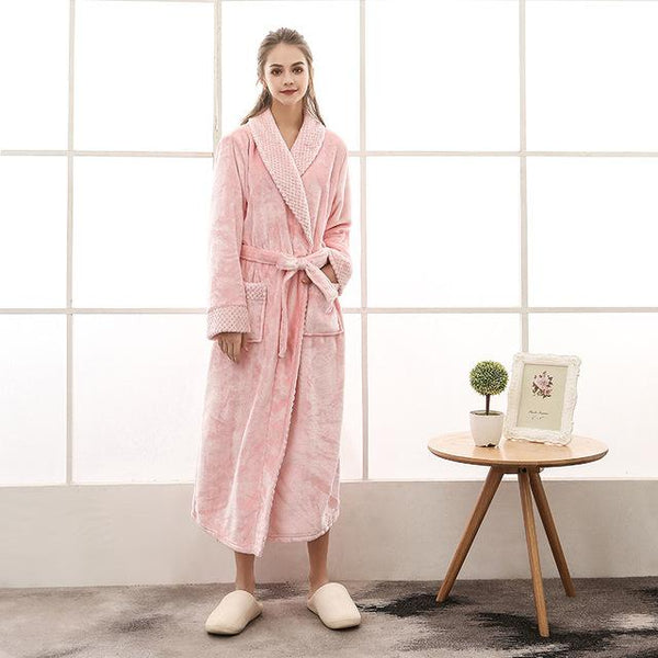 Men Women Terry String Bathrobe Autumn Winter Lovers Neutral Simple Home Loose Flannel Robes