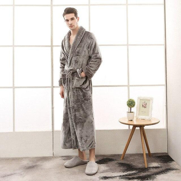 Men Women Terry String Bathrobe Autumn Winter Lovers Neutral Simple Home Loose Flannel Robes