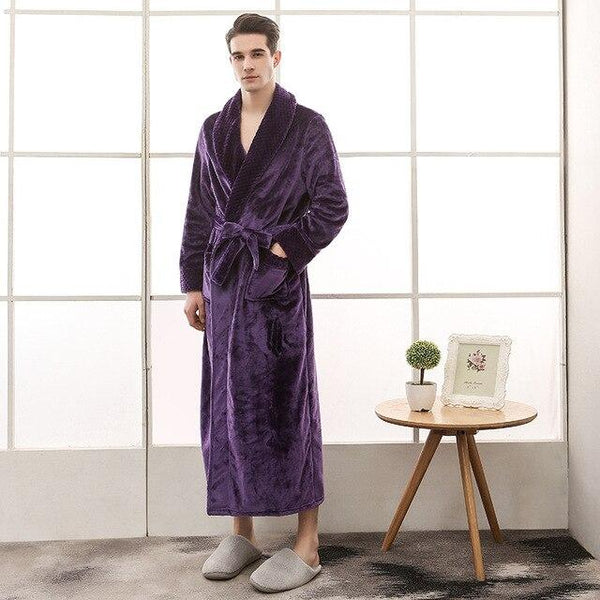 Men Women Terry String Bathrobe Autumn Winter Lovers Neutral Simple Home Loose Flannel Robes
