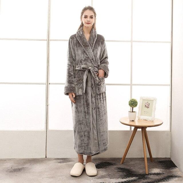 Men Women Terry String Bathrobe Autumn Winter Lovers Neutral Simple Home Loose Flannel Robes