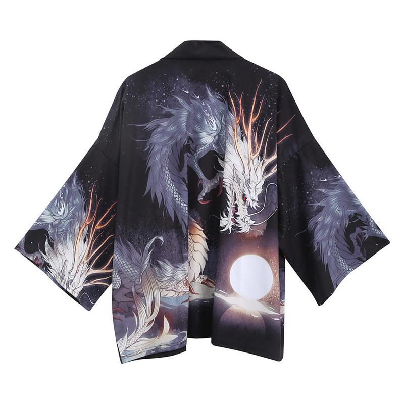 Japanese Kimono Men Bathrobe Print Dragon Sleepwear Big Size Man Long Sleeve Summer Robe 2019 Fashion Asian Harajuku Clothes