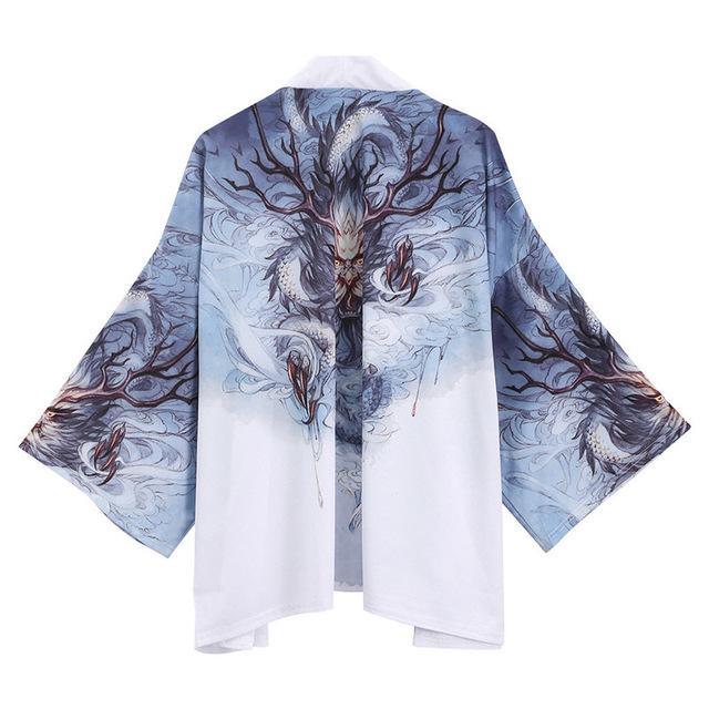 Japanese Kimono Men Bathrobe Print Dragon Sleepwear Big Size Man Long Sleeve Summer Robe 2019 Fashion Asian Harajuku Clothes