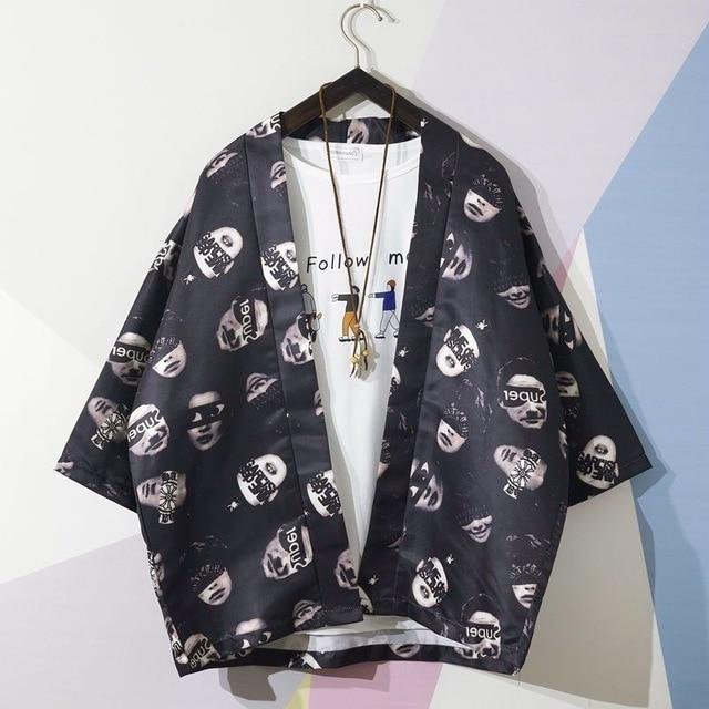 Japanese Kimono Men Bathrobe Print Dragon Sleepwear Big Size Man Long Sleeve Summer Robe 2019 Fashion Asian Harajuku Clothes