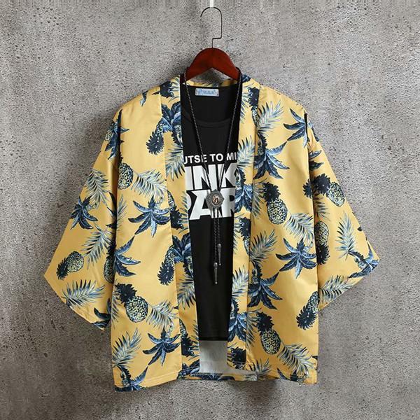 Japanese Kimono Men Bathrobe Print Dragon Sleepwear Big Size Man Long Sleeve Summer Robe 2019 Fashion Asian Harajuku Clothes