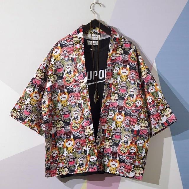 Japanese Kimono Men Bathrobe Print Dragon Sleepwear Big Size Man Long Sleeve Summer Robe 2019 Fashion Asian Harajuku Clothes