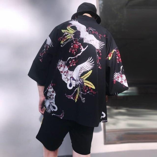 Japanese Kimono Men Bathrobe Print Dragon Sleepwear Big Size Man Long Sleeve Summer Robe 2019 Fashion Asian Harajuku Clothes