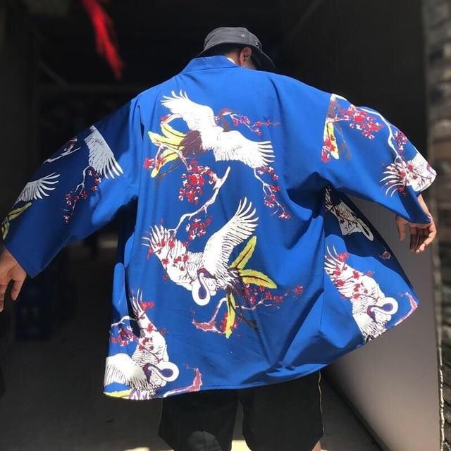 Japanese Kimono Men Bathrobe Print Dragon Sleepwear Big Size Man Long Sleeve Summer Robe 2019 Fashion Asian Harajuku Clothes
