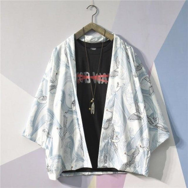Japanese Kimono Men Bathrobe Print Dragon Sleepwear Big Size Man Long Sleeve Summer Robe 2019 Fashion Asian Harajuku Clothes