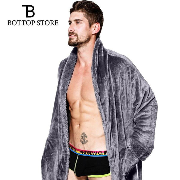 2019 New Men Flannel Bathrobe Sleepwear Thicken Bath Robe Male Dressing Gowns Man Pajamas Warm Nightwear Man Nightdress Men XL