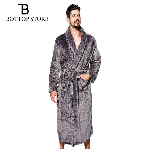 2019 New Men Flannel Bathrobe Sleepwear Thicken Bath Robe Male Dressing Gowns Man Pajamas Warm Nightwear Man Nightdress Men XL