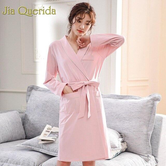 J&Q Bath Robe Male 2019 New 100% Cotton Robe Men Solid Mens Kimono Men and Women Matching Couple Bathrobes Bathing Gown Men Robe