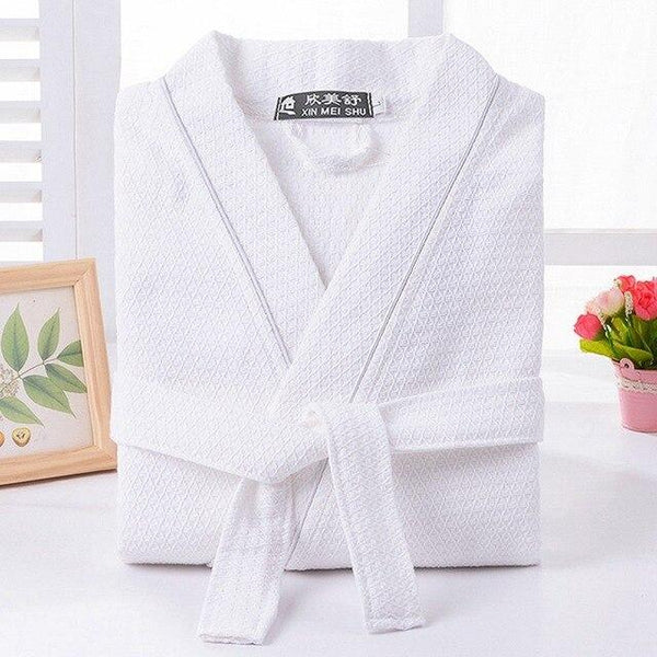 Waffle Bathrobe Men Summer 100% Cotton Robe Sleepwear Long Sleeve Brides Bathrobe Kimono Man Casual Home Clothing Pijamas