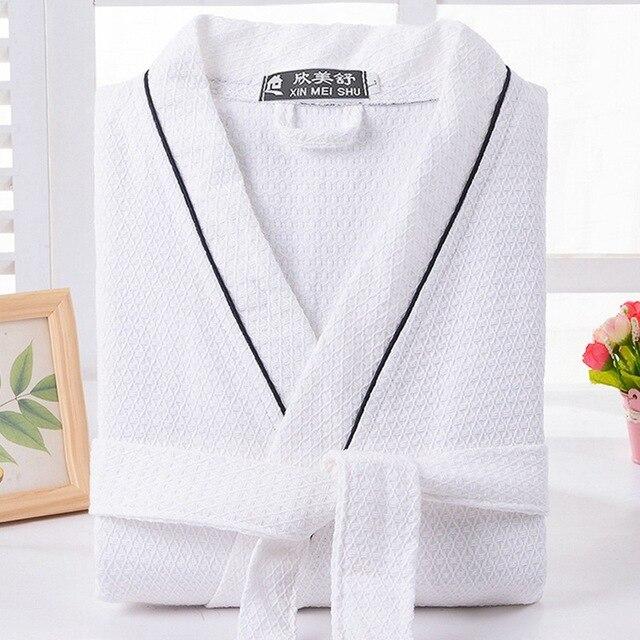 Waffle Bathrobe Men Summer 100% Cotton Robe Sleepwear Long Sleeve Brides Bathrobe Kimono Man Casual Home Clothing Pijamas
