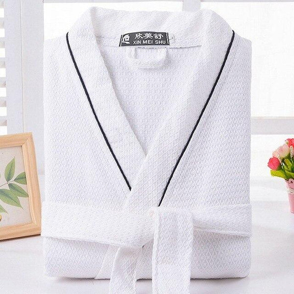 Waffle Bathrobe Men Summer 100% Cotton Robe Sleepwear Long Sleeve Brides Bathrobe Kimono Man Casual Home Clothing Pijamas