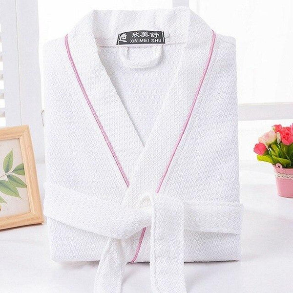 Waffle Bathrobe Men Summer 100% Cotton Robe Sleepwear Long Sleeve Brides Bathrobe Kimono Man Casual Home Clothing Pijamas