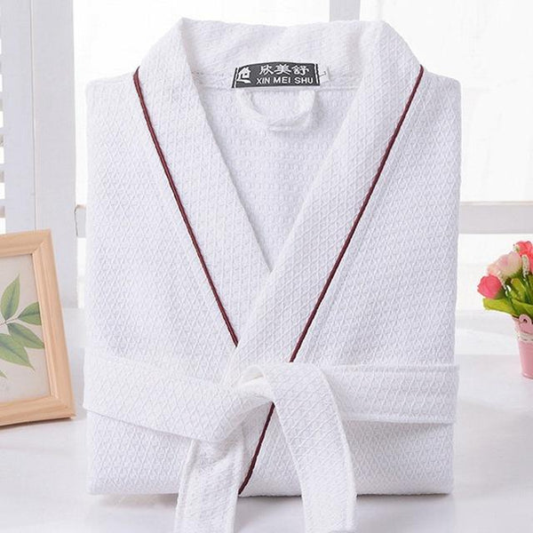 Waffle Bathrobe Men Summer 100% Cotton Robe Sleepwear Long Sleeve Brides Bathrobe Kimono Man Casual Home Clothing Pijamas