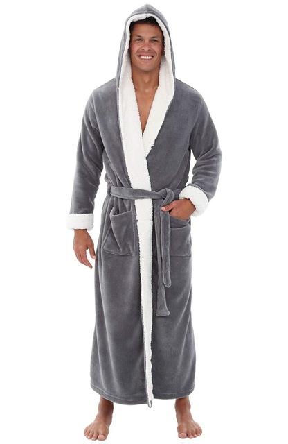 Men New  Robe Kimono Comfortable Coral Velvet Keep Warm And Soft Bathrobe Gown Sleepwear Loose Scarf Collar Solid Homewear
