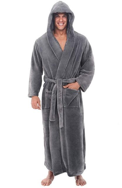 Men New  Robe Kimono Comfortable Coral Velvet Keep Warm And Soft Bathrobe Gown Sleepwear Loose Scarf Collar Solid Homewear