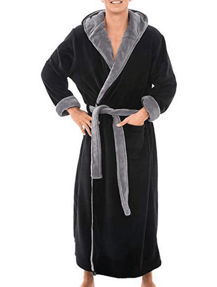 Men New  Robe Kimono Comfortable Coral Velvet Keep Warm And Soft Bathrobe Gown Sleepwear Loose Scarf Collar Solid Homewear