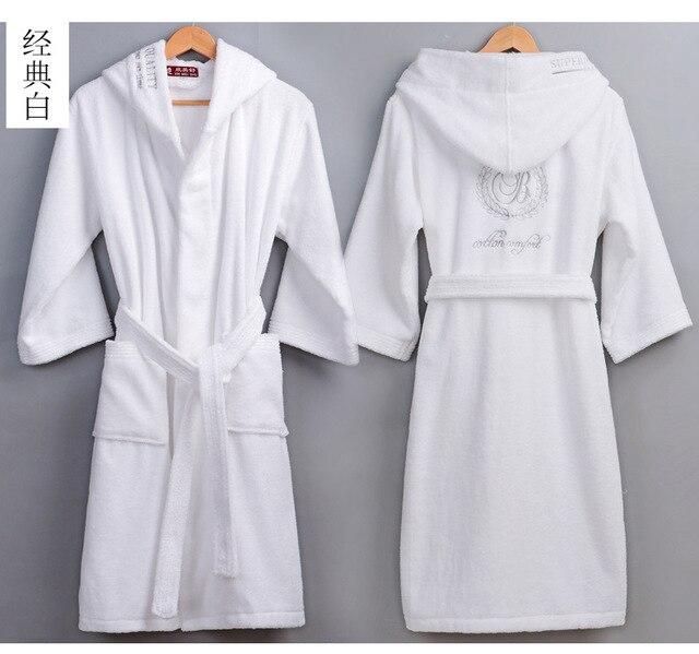 Big Size Cotton Bathrobe Winter Hooded big size Thick warm Winter Dressing Gown Long Robe Wedding Robe