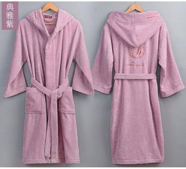 Big Size Cotton Bathrobe Winter Hooded big size Thick warm Winter Dressing Gown Long Robe Wedding Robe