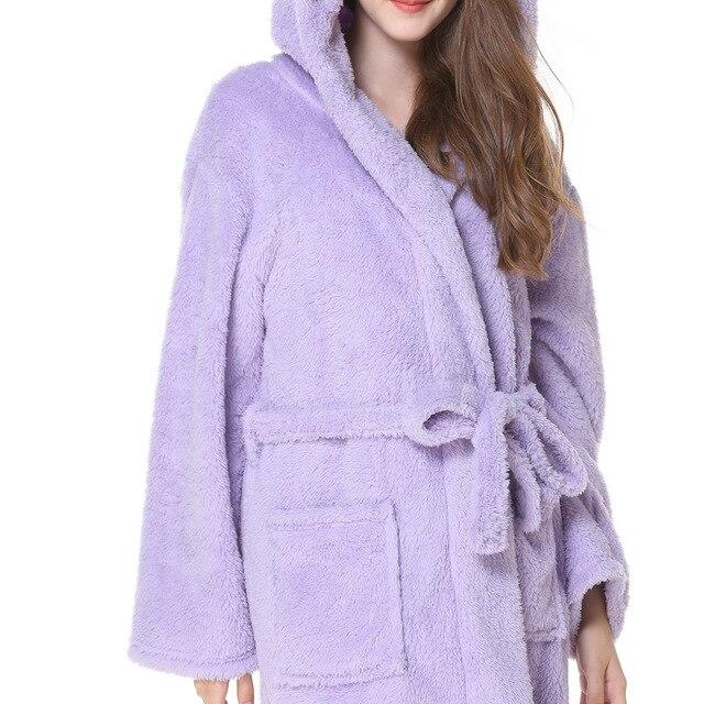 Couple Dressing Gowns For Men Women Warm Super Soft Flannel Coral Fleece Long Bath Robe Mens Kimono Bathrobe Male Robe Hooded