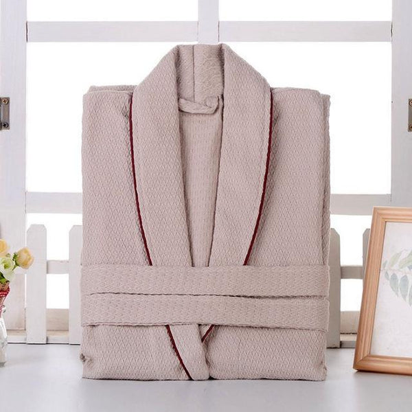 CAVME 2019 Summer Waffle Bathrobe Cotton Kimono Hotel Robe for Women Family Men's Sleepwear Hooded Nightgown V-Neck Plus Size