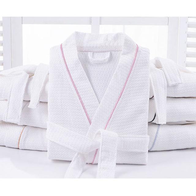 CAVME 2019 Summer Waffle Bathrobe Cotton Kimono Hotel Robe for Women Family Men's Sleepwear Hooded Nightgown V-Neck Plus Size