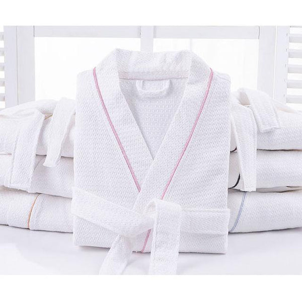 CAVME 2019 Summer Waffle Bathrobe Cotton Kimono Hotel Robe for Women Family Men's Sleepwear Hooded Nightgown V-Neck Plus Size