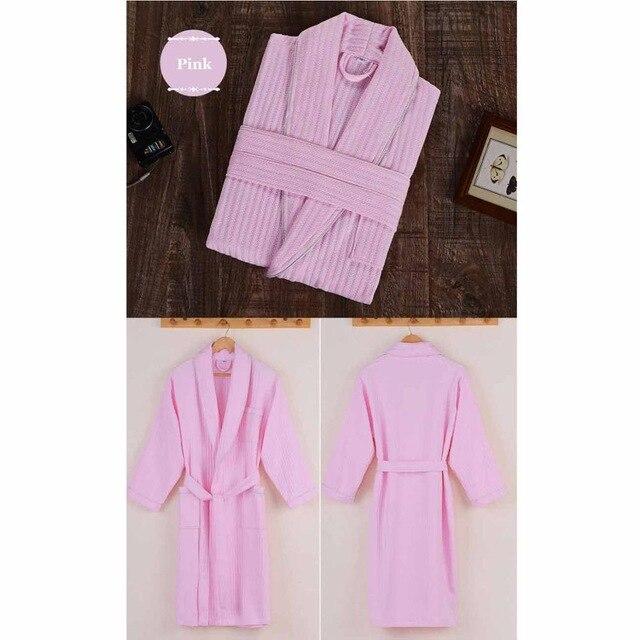CAVME 2019 Summer Waffle Bathrobe Cotton Kimono Hotel Robe for Women Family Men's Sleepwear Hooded Nightgown V-Neck Plus Size