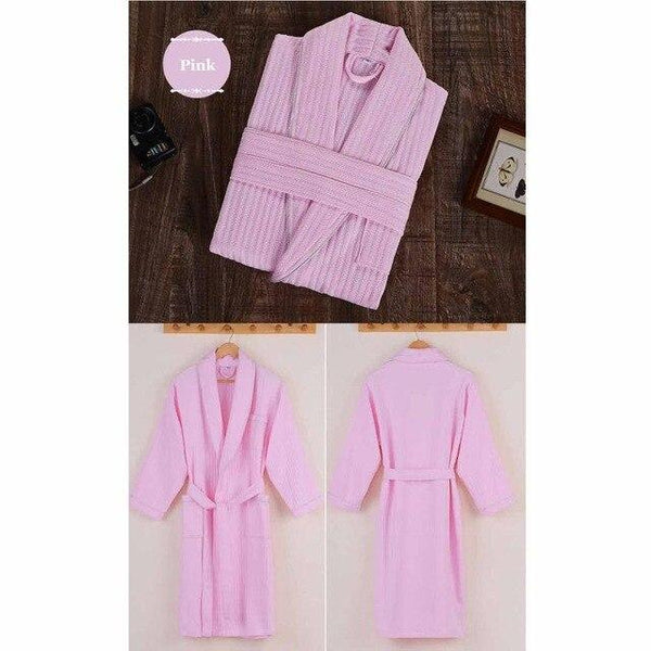 CAVME 2019 Summer Waffle Bathrobe Cotton Kimono Hotel Robe for Women Family Men's Sleepwear Hooded Nightgown V-Neck Plus Size