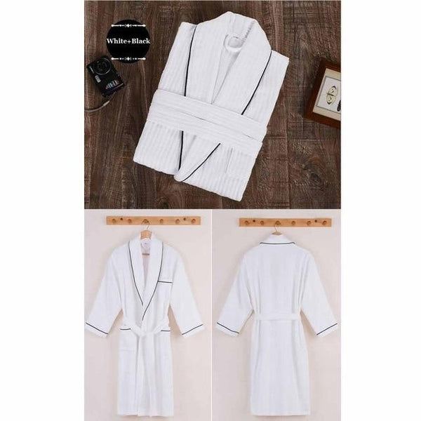 CAVME 2019 Summer Waffle Bathrobe Cotton Kimono Hotel Robe for Women Family Men's Sleepwear Hooded Nightgown V-Neck Plus Size