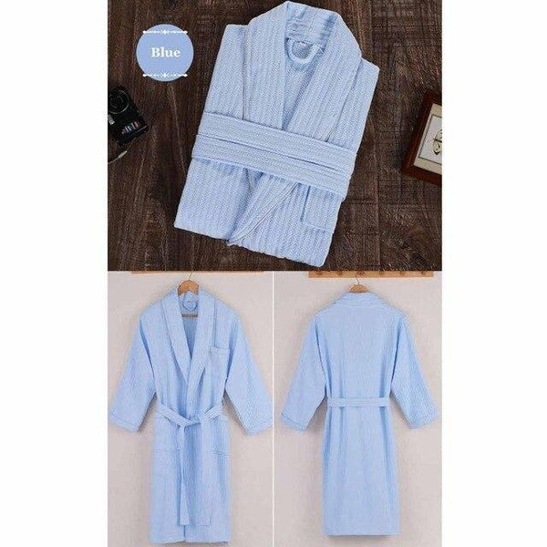 CAVME 2019 Summer Waffle Bathrobe Cotton Kimono Hotel Robe for Women Family Men's Sleepwear Hooded Nightgown V-Neck Plus Size