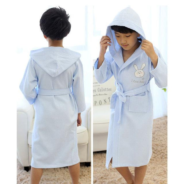 CAVME 2019 Summer Waffle Bathrobe Cotton Kimono Hotel Robe for Women Family Men's Sleepwear Hooded Nightgown V-Neck Plus Size