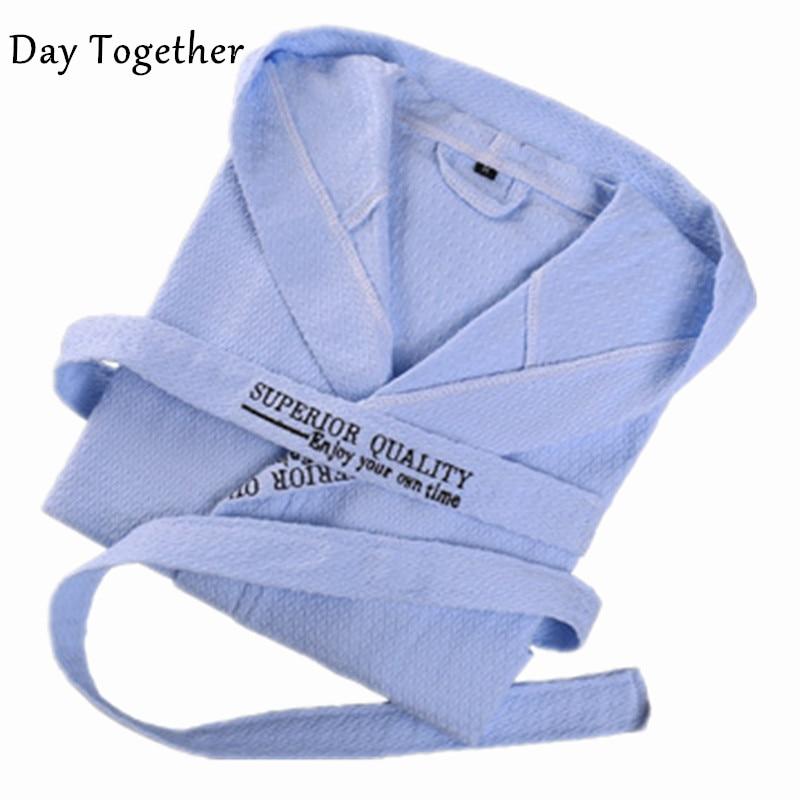 Men 100% Cotton Waffle Bathrobe Sleepwear Lovers Long Dressing Gown Kimono Robes Hooded Pajamas Sauna Clothes Water Absorption