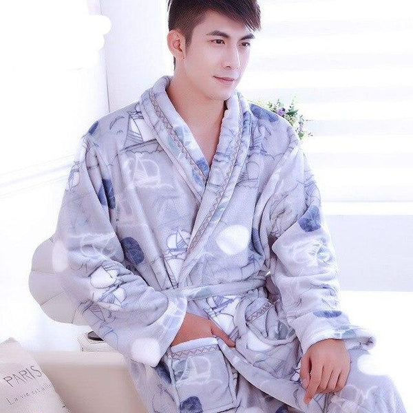 Bathrobe Men Winter Robe Plush Thick Flannel Long Sleeve Belt  Kimono Men's Casual Home Sleepwear 2019 Sexy Man Pyjamas