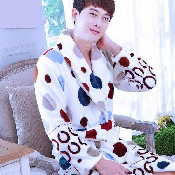 Bathrobe Men Winter Robe Plush Thick Flannel Long Sleeve Belt  Kimono Men's Casual Home Sleepwear 2019 Sexy Man Pyjamas