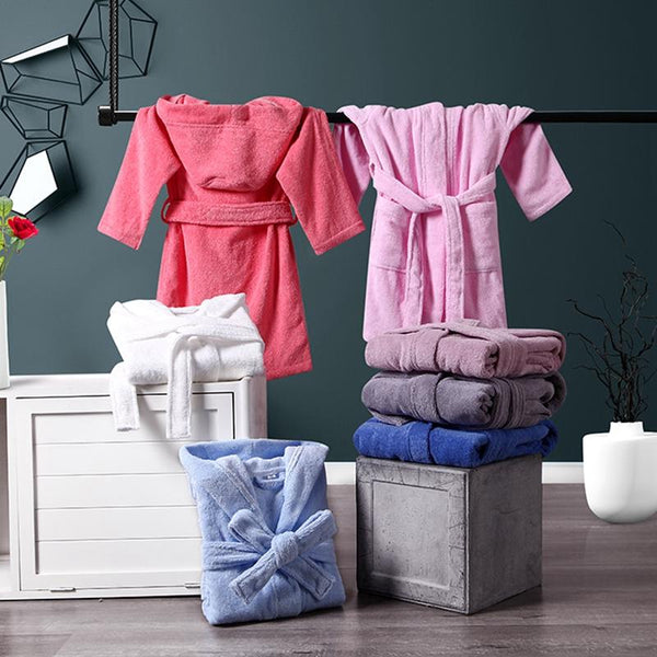 Bathrobe Kids Hooded 100% Cotton Baby Dressing Gown Towel Fleece Pyjamas Soft Warm Kids Girls Autumn Winter Warm Robes