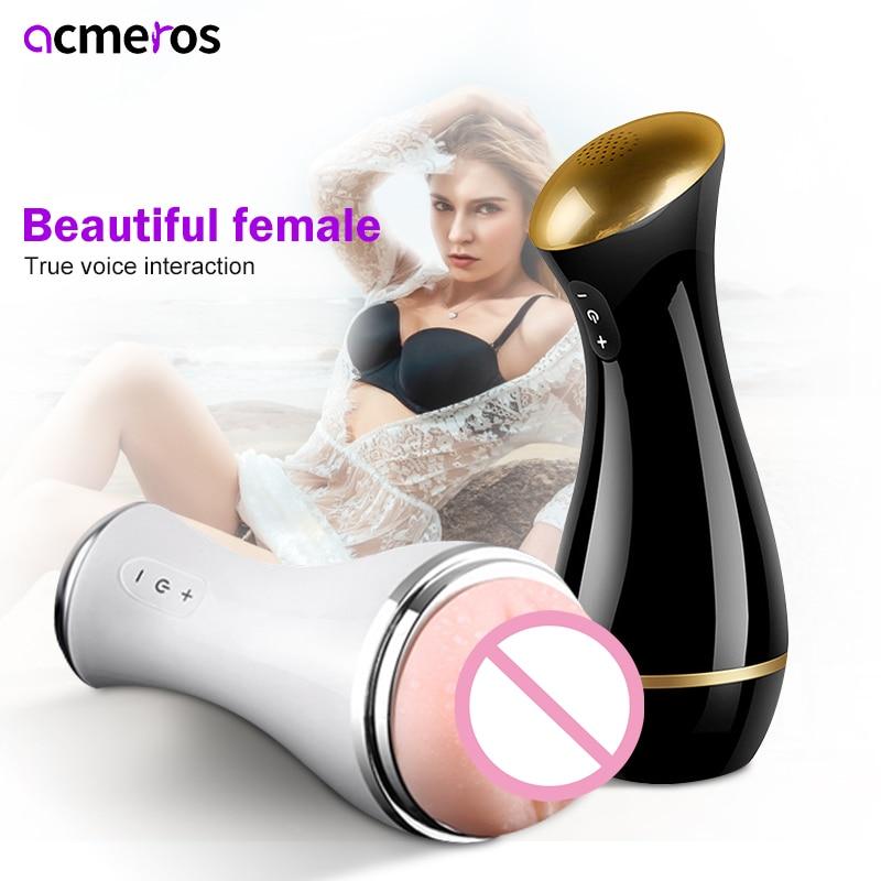 Electric Male Masturbator Cup Pocket Pussy Vibrator Sweet Interaction Blowjob Vagina Real Pussy Adult Erotic Sex Toys For Men