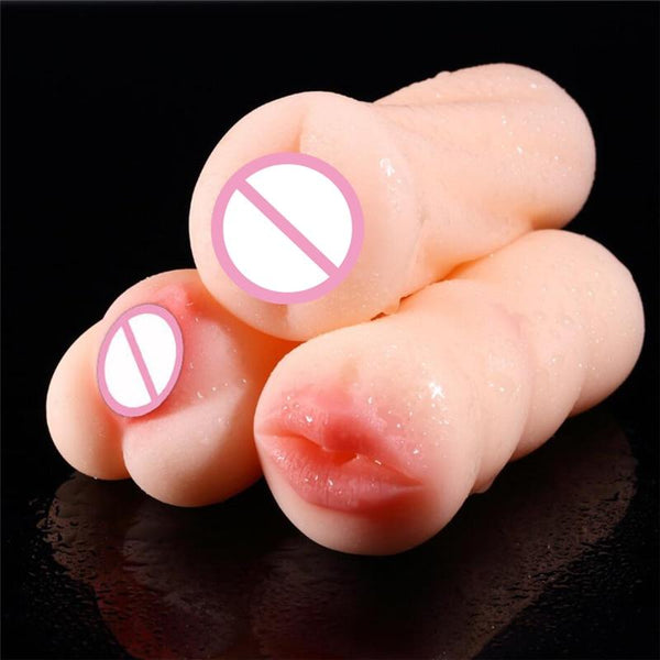 4D Realistic Deep Throat Male Masturbator Silicone Sex Toys for Men Artificial Vagina Mouth Anal Erotic Oral Sex