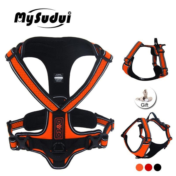 Soft Harness Dog Reflective Big Medium Nylon Dog Harness No Pull Easy Adjustable Pet Harness Collar Car Safety Harness For Dogs