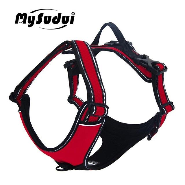 Soft Harness Dog Reflective Big Medium Nylon Dog Harness No Pull Easy Adjustable Pet Harness Collar Car Safety Harness For Dogs