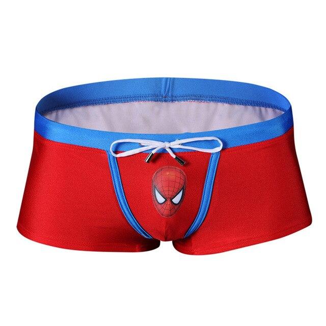 Men Swimwear Marvel Hero Pattern Swimsuit Man Drawstring Elastic Breathable Surfing Swimming Suit Beachwear Quick Dry Swim Brief