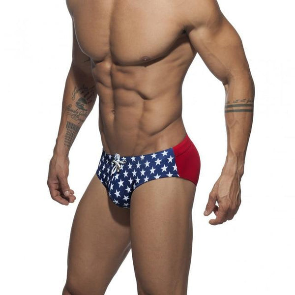 Swimwear Summer Man Swimming Trunk+Push Pad Briefs Star Low-Waist Sexy Man Swimwear Beach Bikini Men Swimsuits Quick Dry Bathing